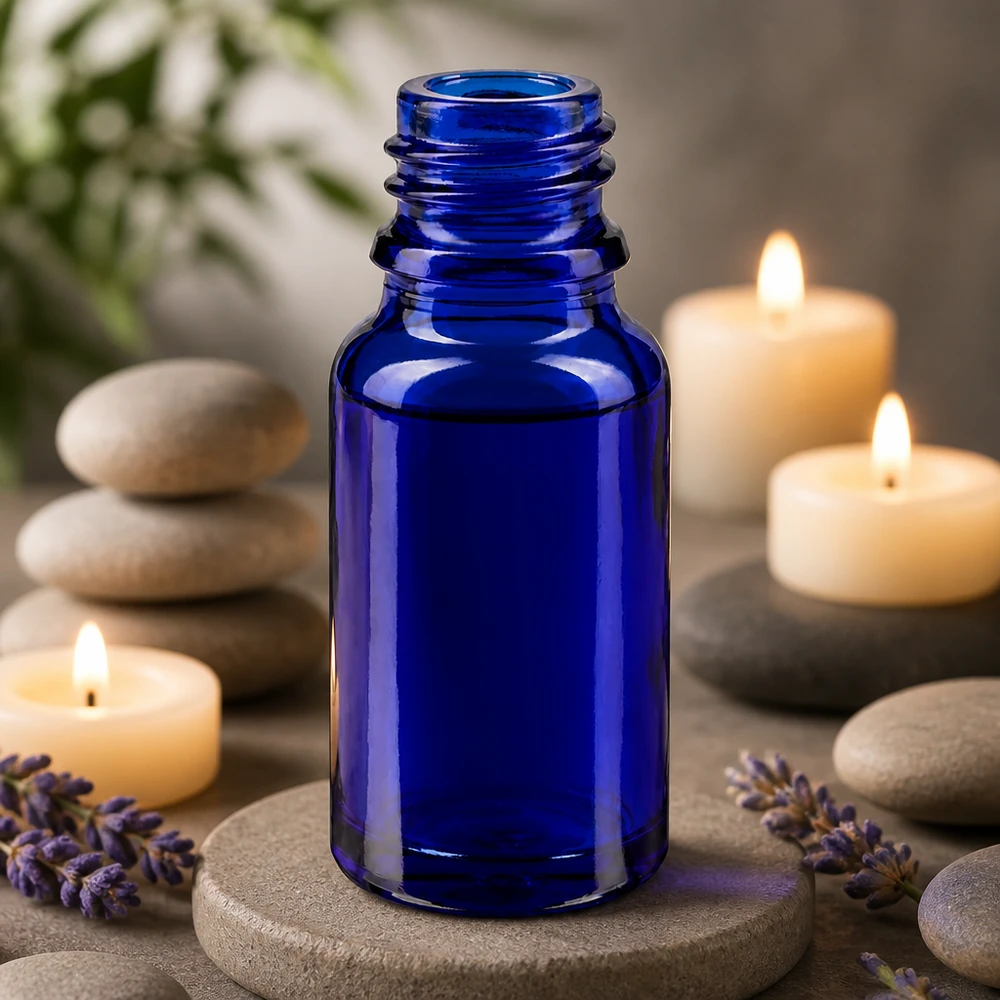 Vielseitige 10ml Glasflasche in Apothekenblau für Kosmetik Seren und selbstgemachte Tinkturen