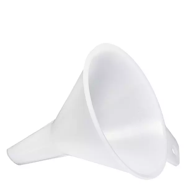 Nálevka vyrobená z PE-HD. Průměr výstupního otvoru 10 mm.