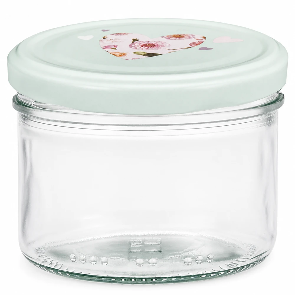 230ml cylindrická sklenice + víčko BasicSeal srdíčková máta 230ml Zylinderglas mit mint BasicSeal Deckel in Herzdesign für Küche und Vorratshaltung von Glas-Fabrik.de