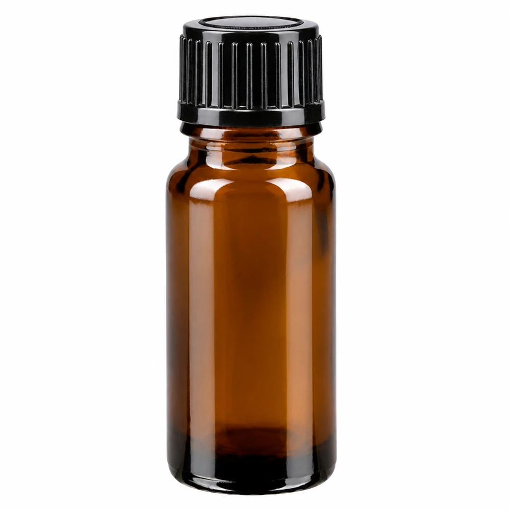 Braune 10ml Pharmaglasflasche mit schwarzem Tropfverschluss für ätherische Öle