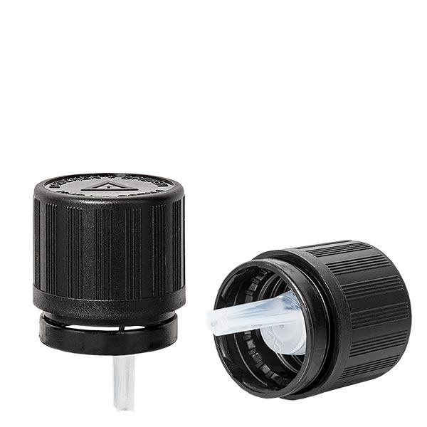 Kapátko 1mm horní černé 18mm uzávěr s ochranou proti manipulaci Dětská pojistka Výstražný symbol pro nevidomé Kapátko 1mm horní černé 18mm uzávěr s ochranou proti manipulaci Dětská pojistka Výstražný symbol pro nevidomé