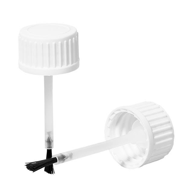 Šroubovací uzávěr + štěteček pro 10ml lahvičku bílý 18mm Šroubovací uzávěr + štěteček pro 10ml lahvičku bílý 18mm