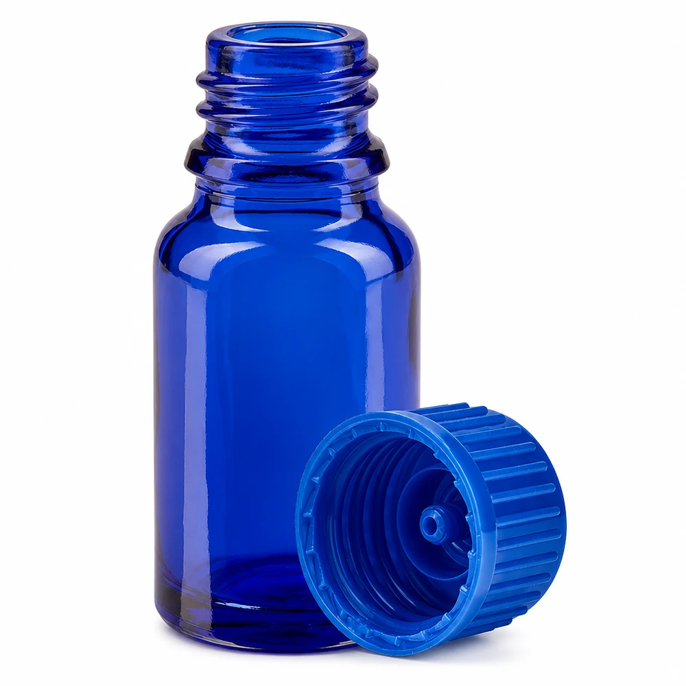 10ml láhev 11mm šroubovací uzávěr modrý standard BlueLine UT18/10 10ml Glasfläschchen blau mit kindersicherem Verschluss perfekt für DIY-Projekte