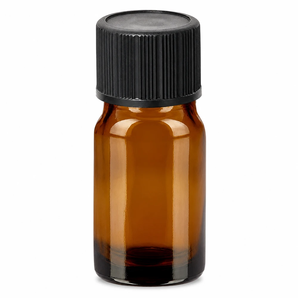 5ml lahvička s kapátkem 1mm černá standardní uzávěr BrownLine UT18/5 Handliche 5ml Glasflasche braun mit schwarzem Tropfverschluss für Aromatherapie