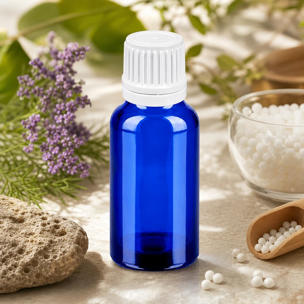 Professionelle blaue Tropfflasche 20ml mit hygienischem weißem Verschluss für Laborbedarf