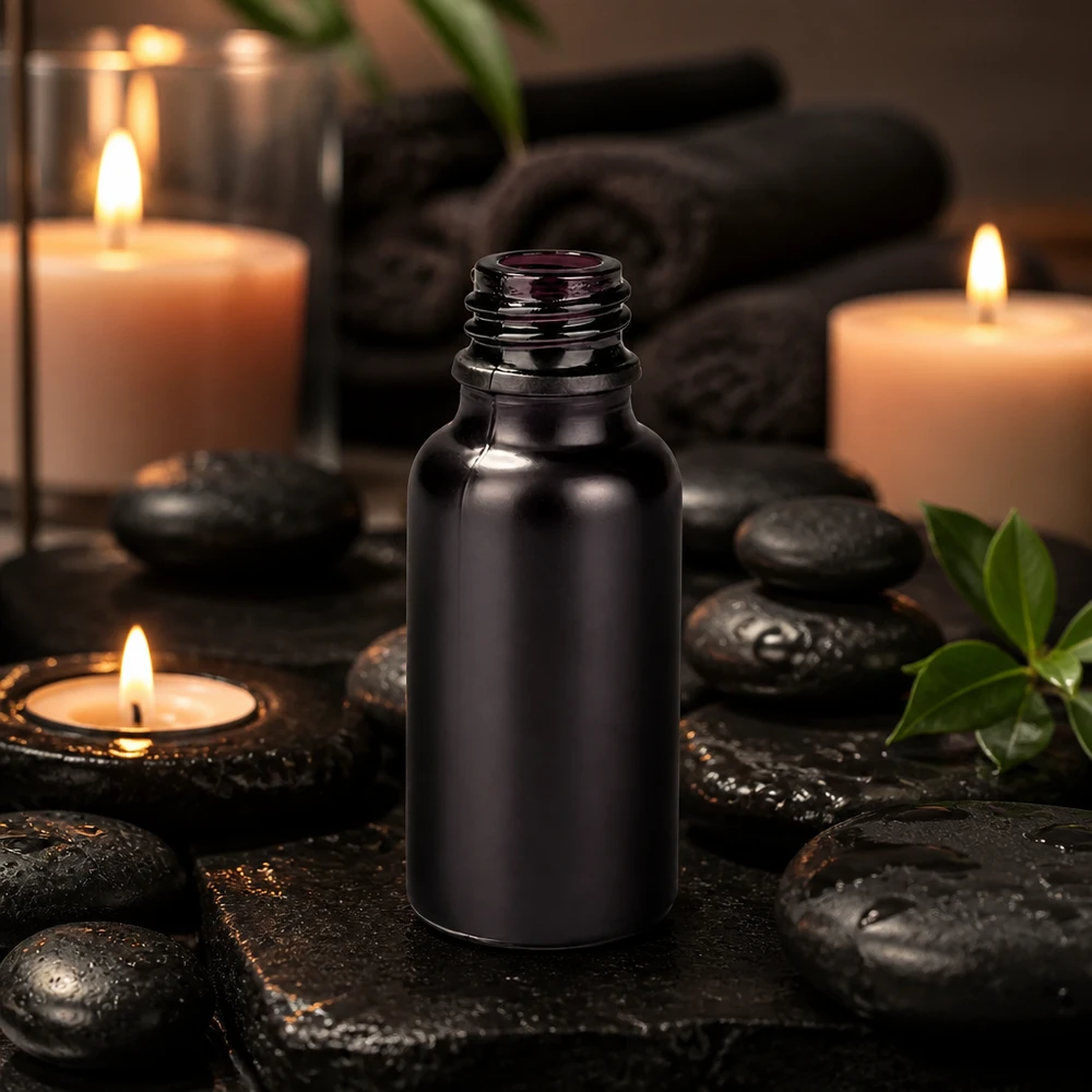 Vielseitige schwarze Glasflasche 20ml für Naturkosmetik und Heilpflanzenextrakte mit UNiTWIST Gewinde