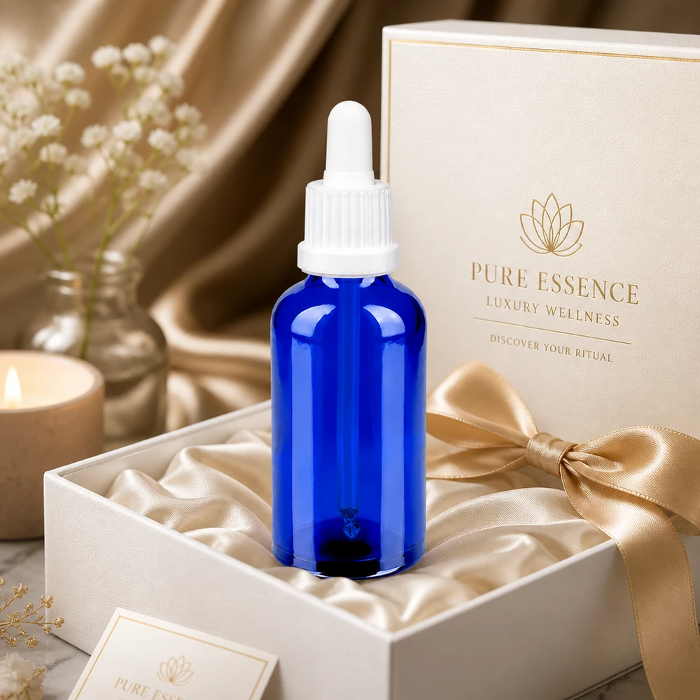 Stylische blaue 50ml Flasche OV BlueLine UT18/50 perfekt für DIY-Kosmetik und Seren