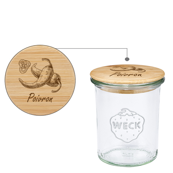 Couvercle en bois "Poivrons" avec WECK verre plongeant 160ml