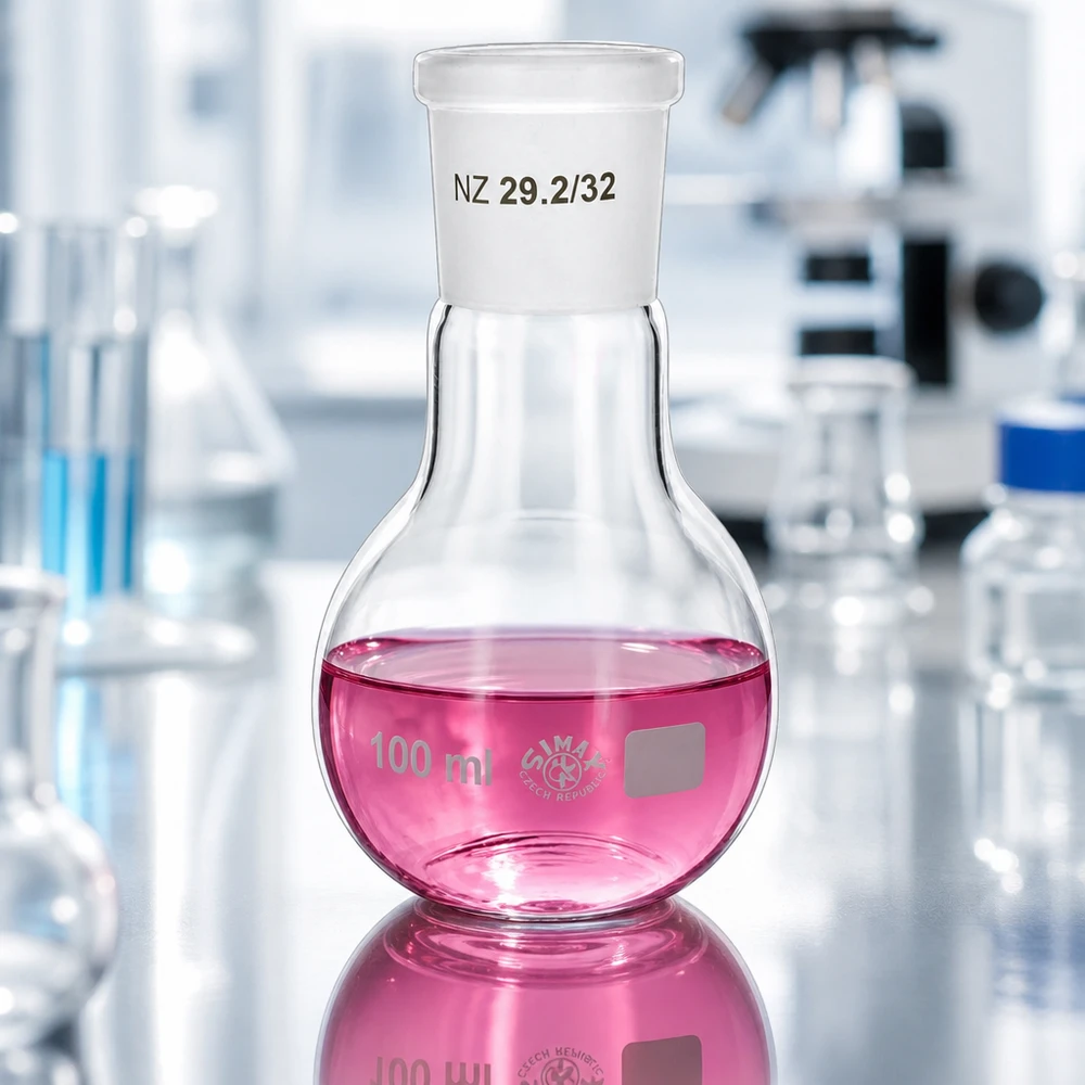 Stojánková baňka 100 ml se standardním broušeným spojem (29/32) Dickwandiger Glaskolben 100ml mit präzisem NS 29/32 Schliff für sichere Laborprozesse