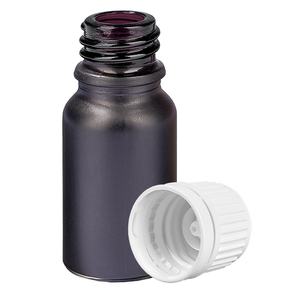 10ml láhev 11mm šroubovací uzávěr bílý uzávěr s ochranou proti manipulaci BlackLine UT18/10 10ml láhev 11mm šroubovací uzávěr bílý uzávěr s ochranou proti manipulaci BlackLine UT18/10