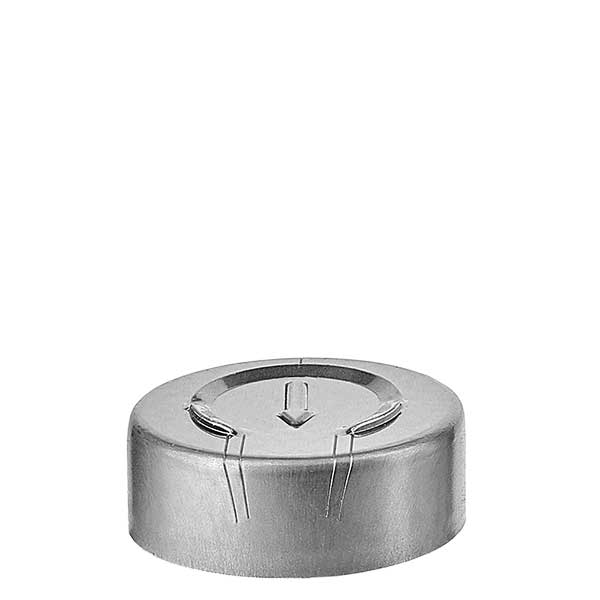 Krimpovací uzávěr 20,25 x 7,4 mm s odtrhávacím středem, stříbrný Krimpovací uzávěr 20,25 x 7,4 mm s odtrhávacím středem, stříbrný