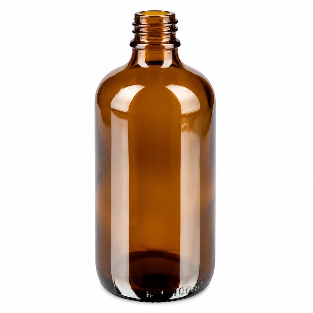 100ml láhev s rozprašovačem černá standardní uzávěr BrownLine UT18/100 Apothekerflasche braun 100ml mit Sprühaufsatz-Gewinde für pharmazeutische Produkte