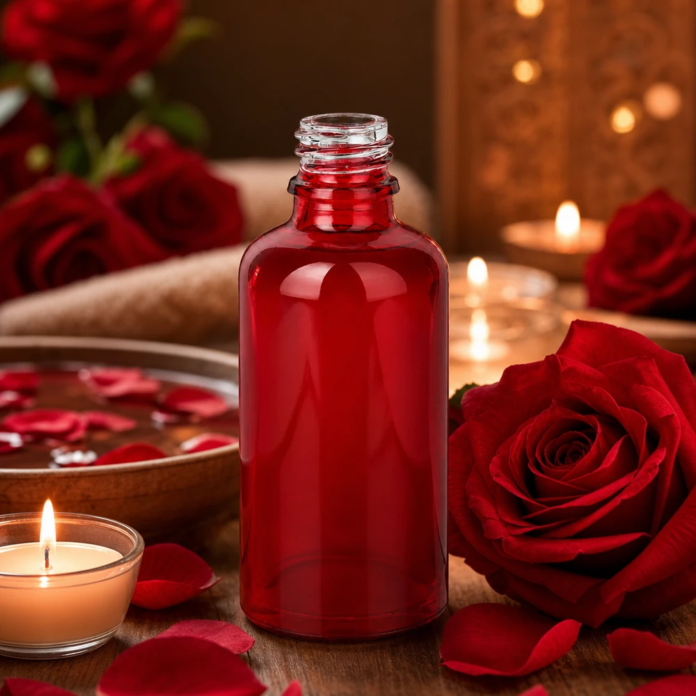 50ml lékárenská láhev RedLine UT18/50 UNiTWIST Premium 50ml Glasbehälter RedLine UT18/50 UNiTWIST mit lichtschützenden Eigenschaften in elegantem Rot