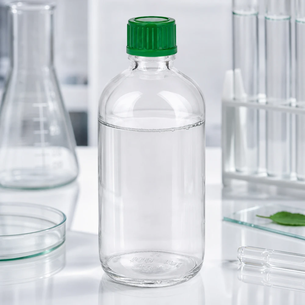 100ml láhev 11mm šroubovací uzávěr zelená Standard ClearLine UT18/100 100ml Glasfläschchen mit engem Hals 11mm grüner SV Deckel ClearLine UT18/100 für Flüssigkeiten