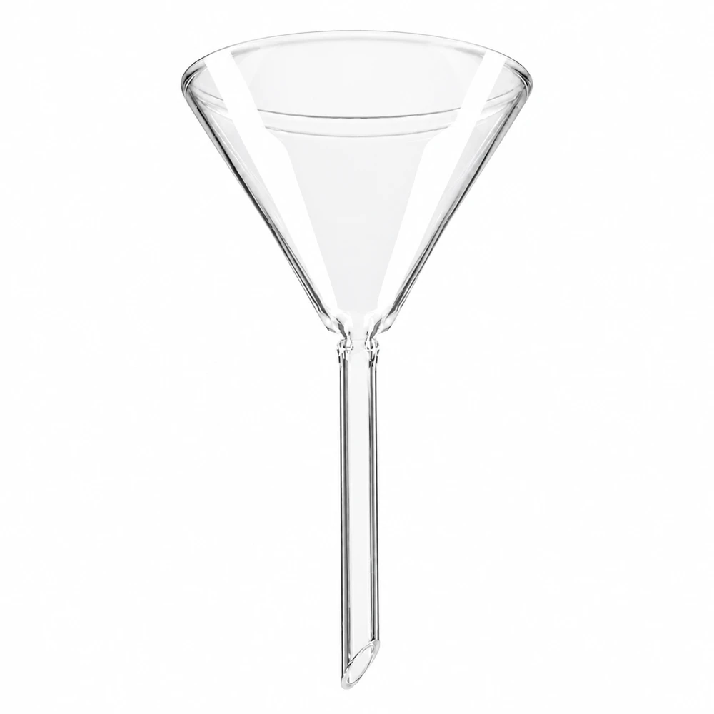 Nálevka ø 70 mm sodnovápenatá, úhel 60°, krátká. Durchsichtiger Einfülltrichter Ø 70mm aus Kalk-Soda-Glas mit 60 Grad Trichterwinkel
