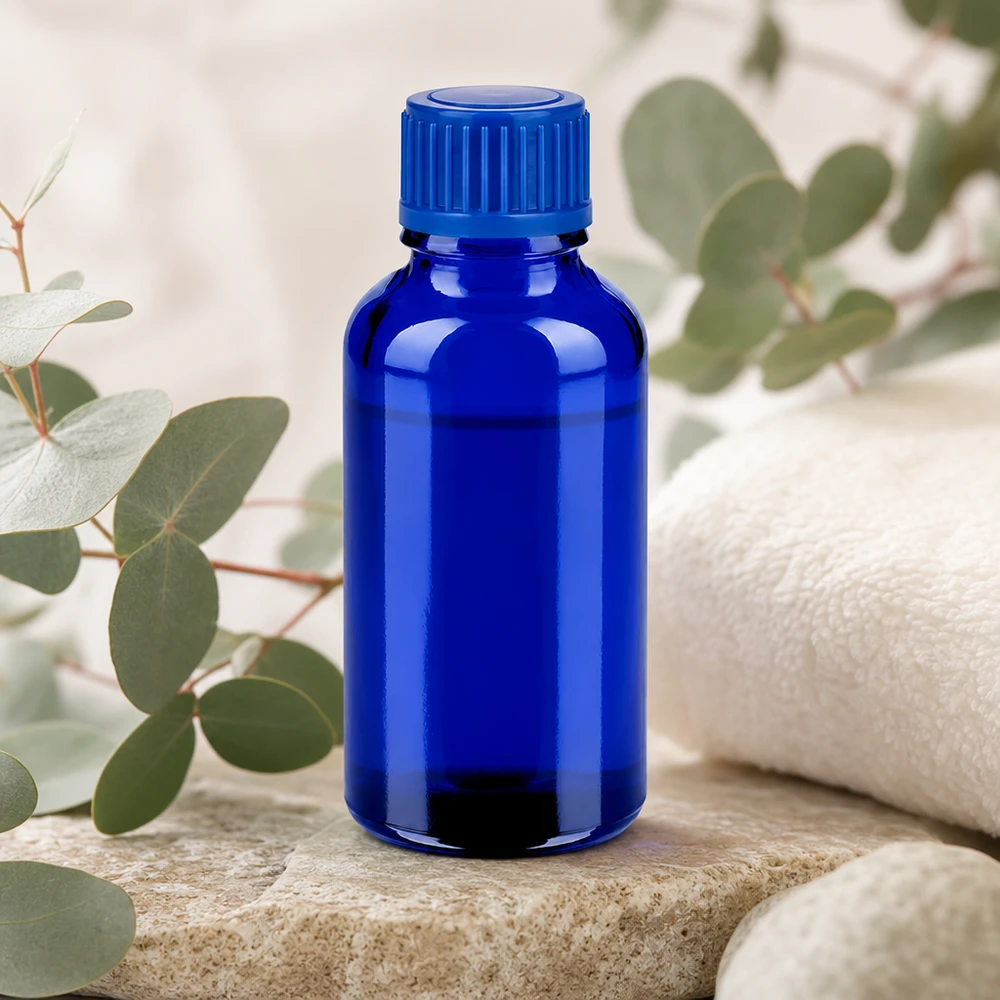 Pharmazeutische Qualitätsflasche 30ml in UV-Schutz Blau für Heilpraktiker und Apotheken
