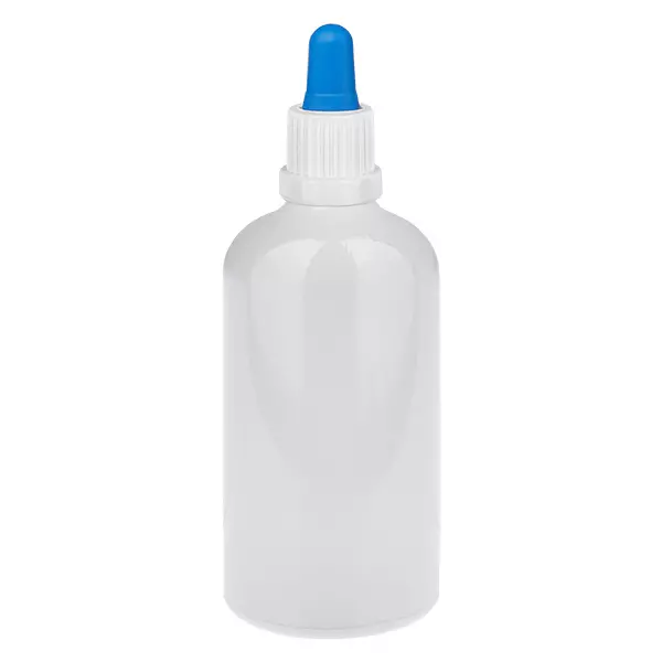 100 ml lahvička s kapátkem, bílá/modrá, bezpečnostní uzávěr WhiteLine UT18/100 100 ml lahvička s kapátkem, bílá/modrá, bezpečnostní uzávěr WhiteLine UT18/100