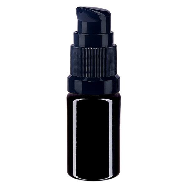Lékárenská lahvička fialová 5ml uzávěr pumpičky černá standardní Lékárenská lahvička fialová 5ml uzávěr pumpičky černá standardní