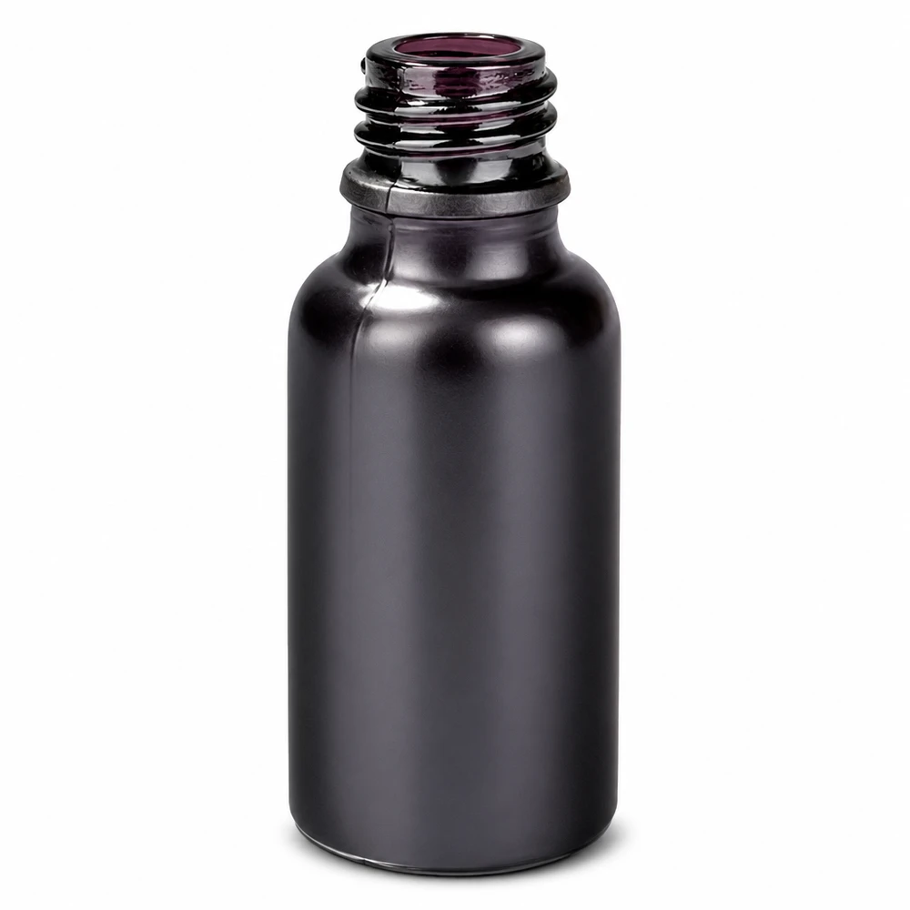 Zylindrische 20ml Glasflasche BlackLine Design mit UT18/20 Gewinde für medizinische Präparate