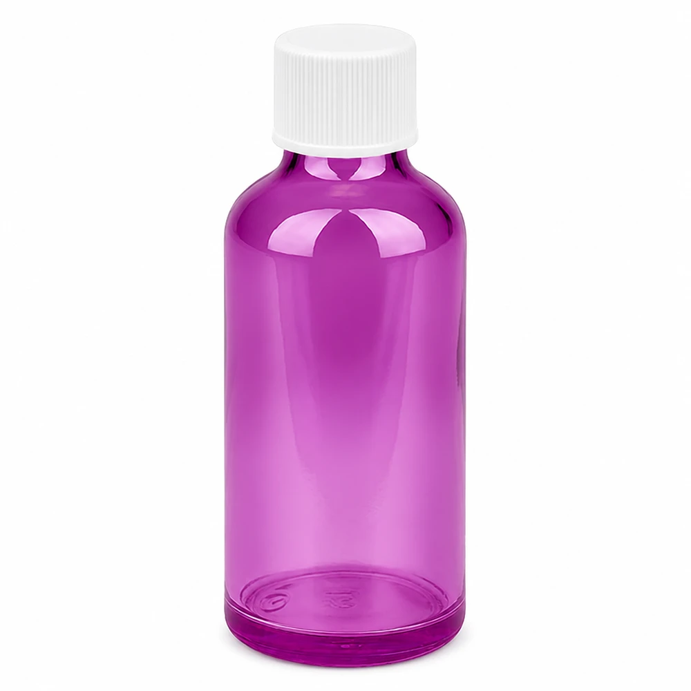 Violette 50ml Flasche mit weißem Schraubdeckel für Tinkturen und flüssige Präparate