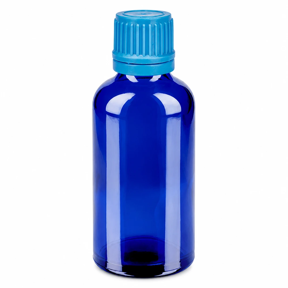 50ml Tropfflasche aus blauem Glas mit UV-Schutz und sicherem Schraubdeckel
