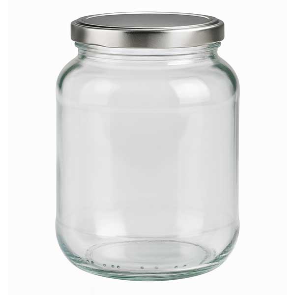 370ml oválná skleněná nádoba s víčkem BasicSeal stříbrná UNiTWIST.