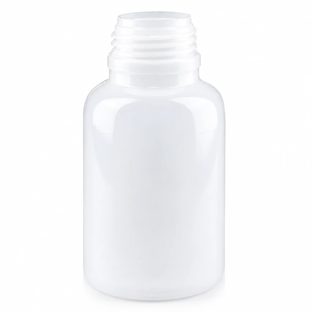 250 ml laboratorní láhev s širokým hrdlem z bílého plastu bez uzávěru pro laboratoře a výzkum