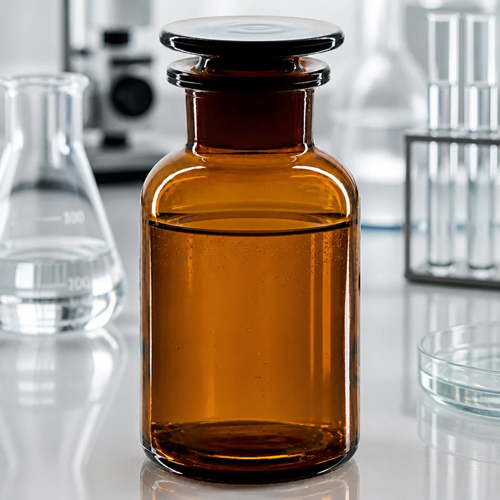 Klassische Rundschulterflasche 250ml Braunglas breiter Hals Glasstopfen robuste Laborglasware