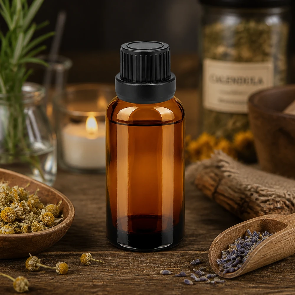 30ml lahvička s kapátkem 2mm černá tamper-evidentní uzávěr BrownLine UT18/30 Stilvolle 30ml Glasflasche in Apotheker-Optik mit präzisem Tropfmechanismus für den Hausgebrauch