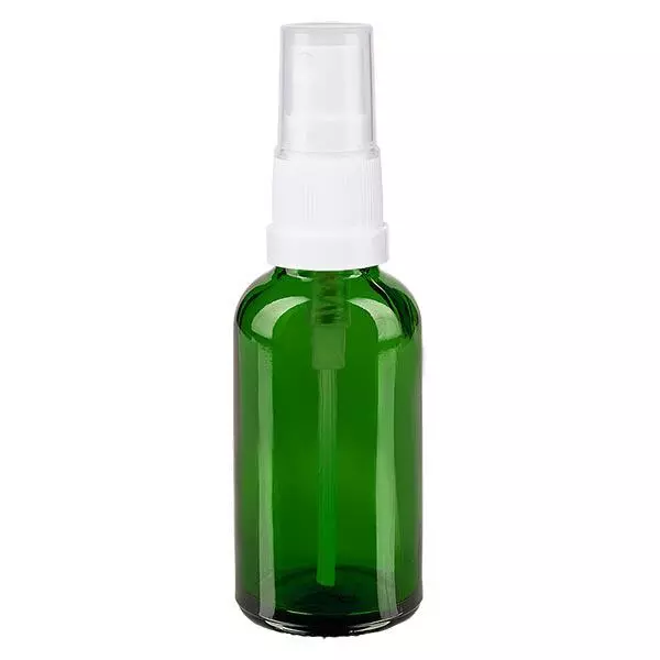 Lékárnická lahvička zelená 30ml s rozprašovačem bílá Lékárnická lahvička zelená 30ml s rozprašovačem bílá
