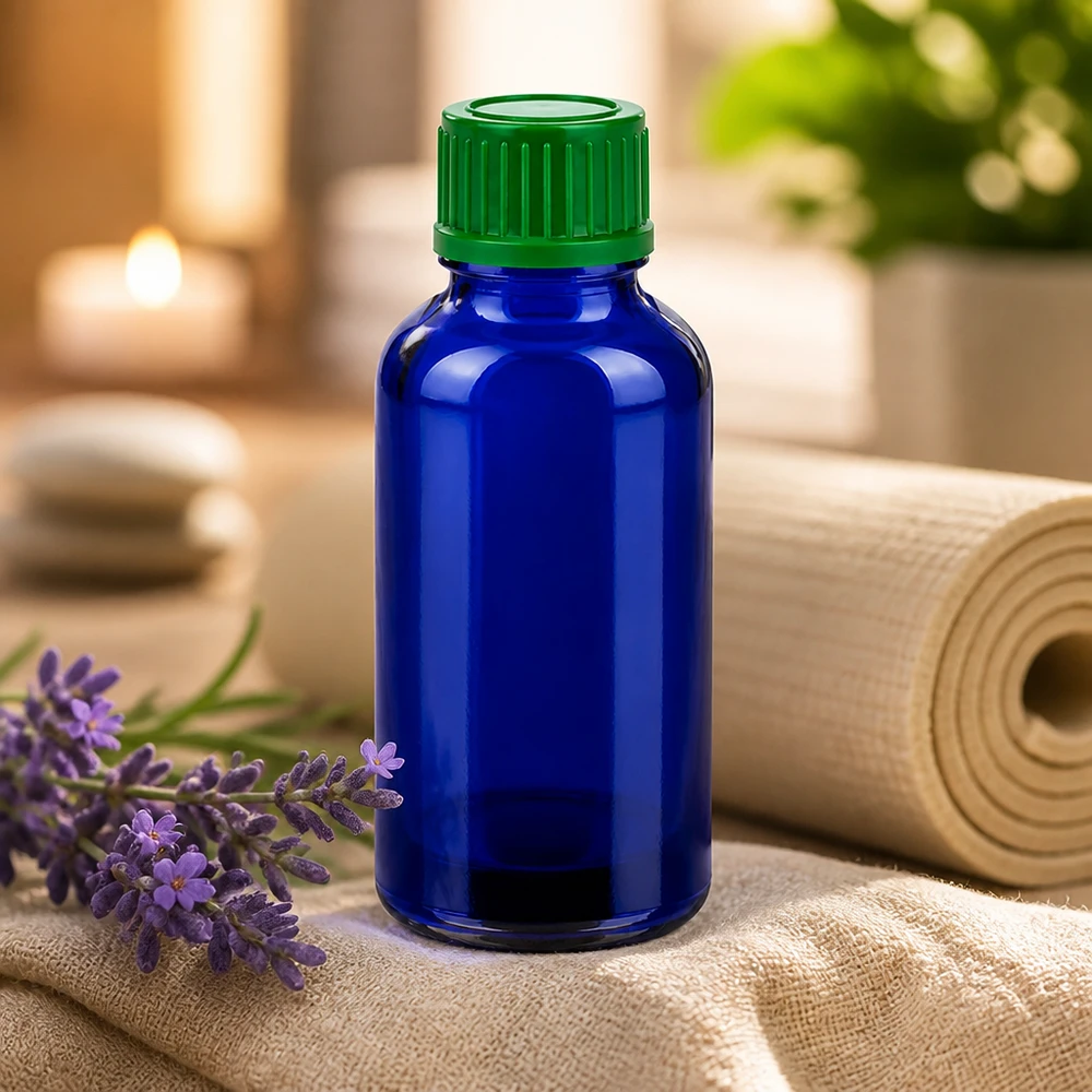 30ml SV Flasche mit grünem Standardverschluss aus robustem Borosilikatglas gefertigt