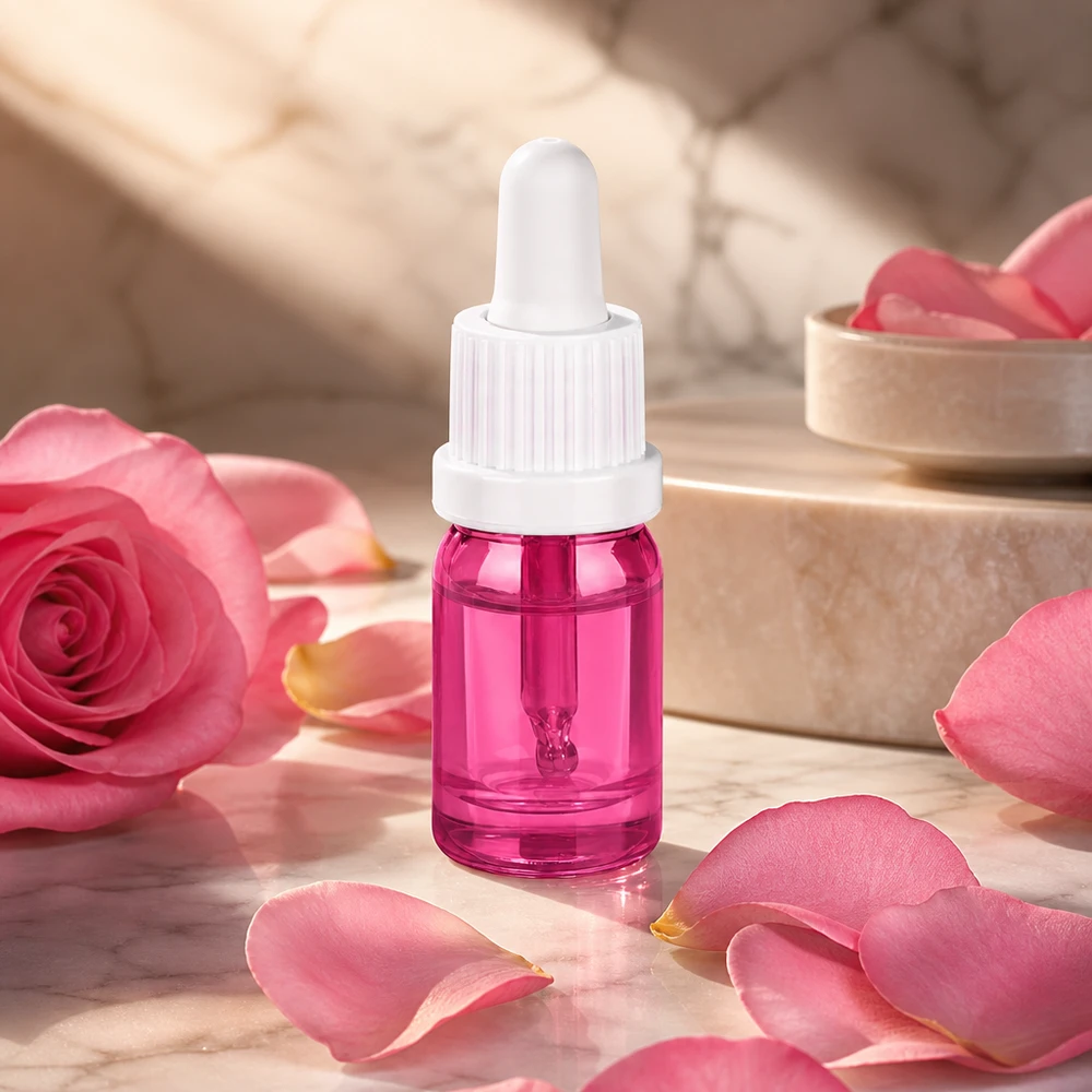 Elegante violette 5ml Glasflasche mit Pipette für hochwertige Beauty-Produkte