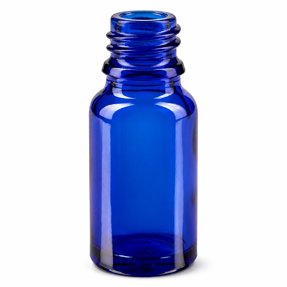Kapací lahvička 10 ml DIN 18 MODRÉ SKLO 10ml Glasflasche in intensivem Blau mit praktischem Schraubverschluss für kleine Mengen