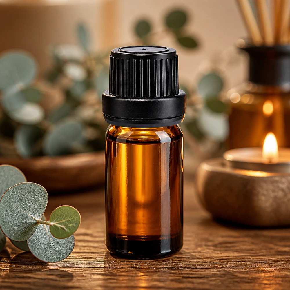 Braune Glasflasche 5ml mit Sicherheitsverschluss schwarz für Öle und Essenzen