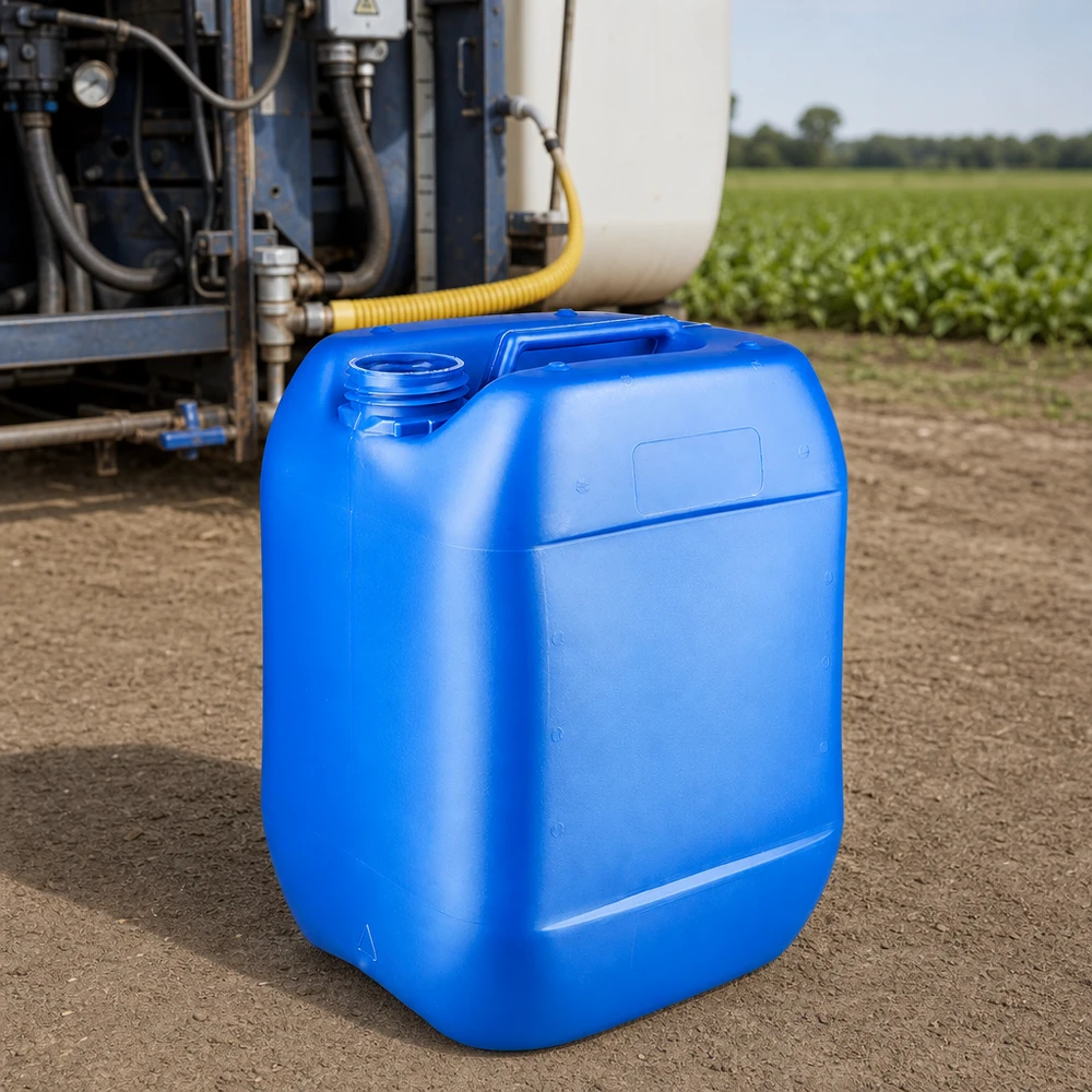 Kanystr 10 litrů modrý bez uzávěru Stapelbarer blauer Leerkanister 10 Liter ohne Verschluss für Agrarchemikalien im Außenbereich