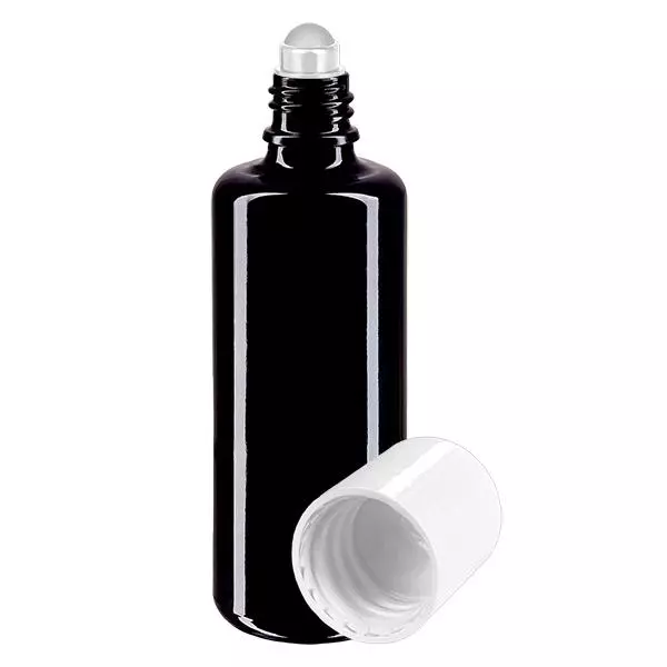 Lékárenská láhev fialová 50ml roll-on uzávěr bílá Lékárenská láhev fialová 50ml roll-on uzávěr bílá