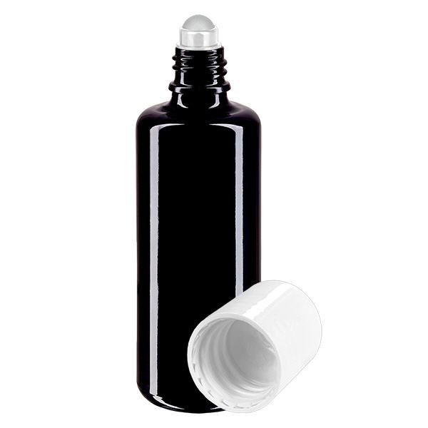Lékárenská láhev fialová 50ml roll-on uzávěr bílá Lékárenská láhev fialová 50ml roll-on uzávěr bílá