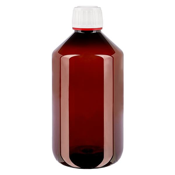 PET láhev 500ml s bílým flip-top uzávěrem. PET láhev 500ml s bílým flip-top uzávěrem.