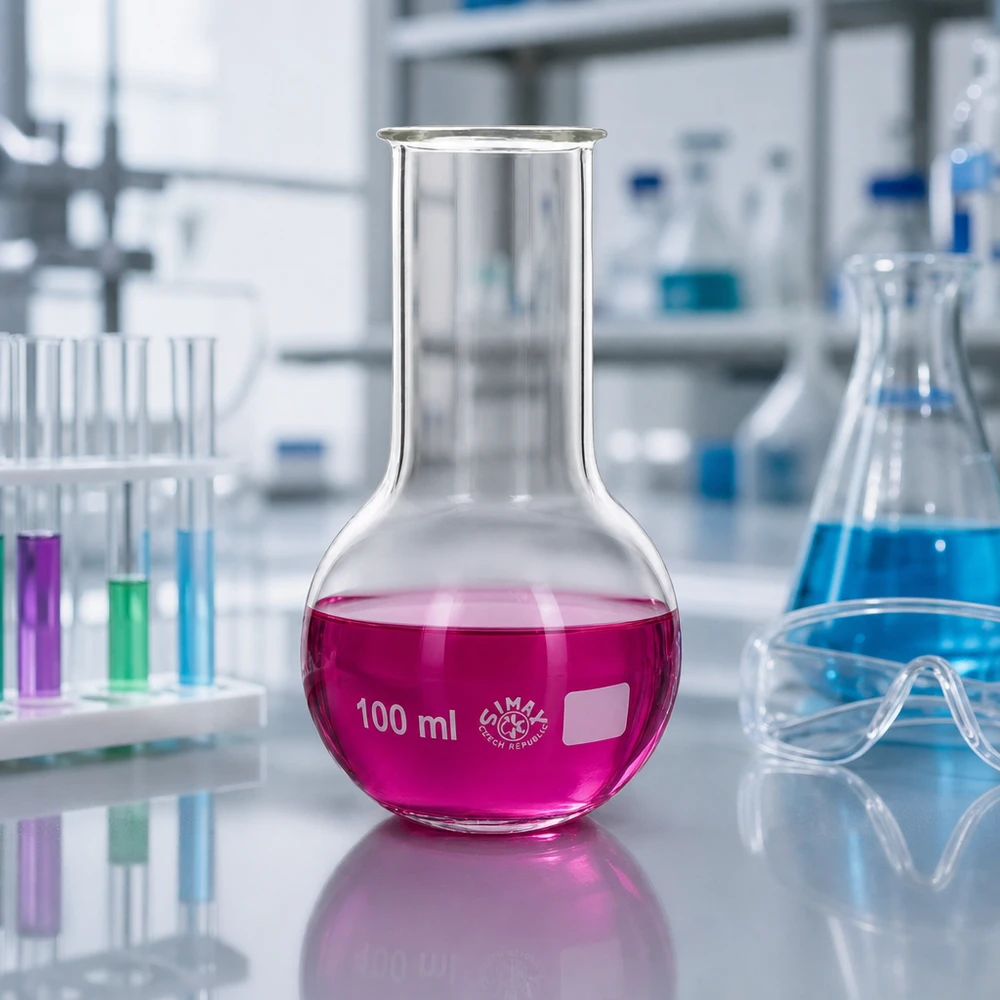 Baňka s širokým hrdlem 100ml Chemie Stehkolben 100ml aus hitzebeständigem Glas mit breiter Öffnung für Laboranwendungen