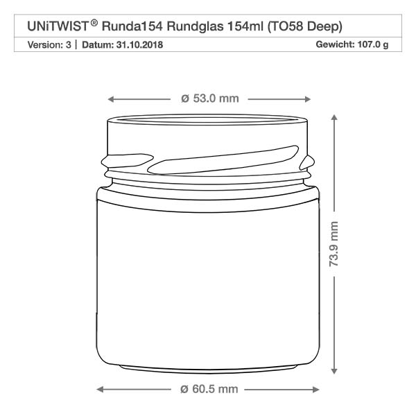Kulatá sklenice bez víčka o objemu 154 ml (TO58deep) UNiTWIST
