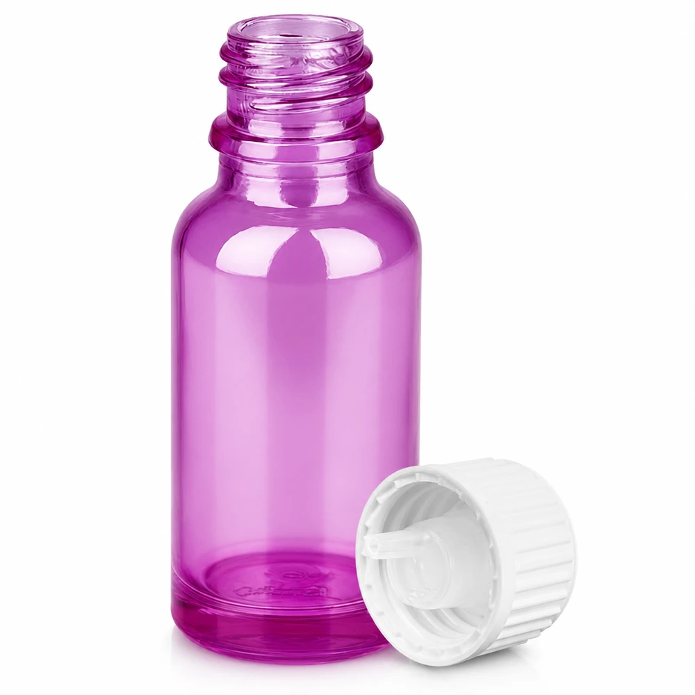 Purple Tropfflasche 20ml mit weißem Verschluss STD UT18/20 für präzise Anwendung