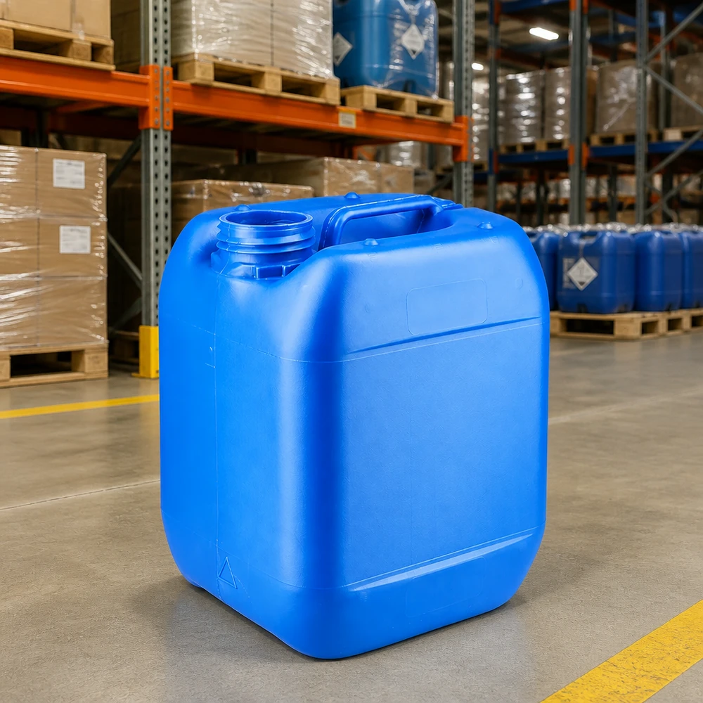 Stapelbarer HDPE Kanister 5 Liter blau ohne Deckel für chemische Industrie und Logistik