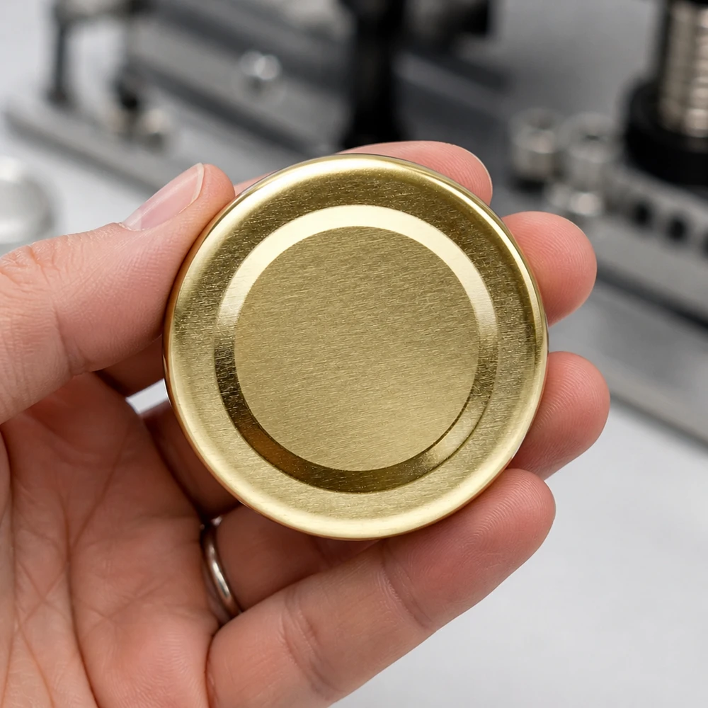 Balíček zlatých uzávěrů BasicSeal TO48 o průměru 48 mm s mechanismem UniTwist Twist-Off z kovu