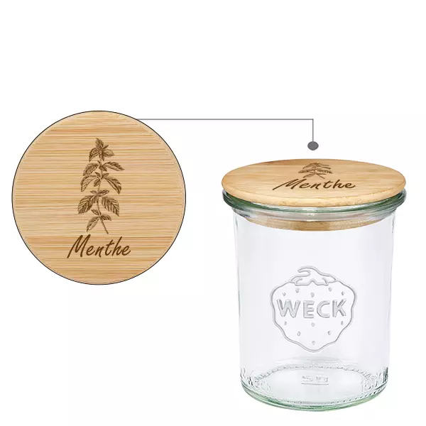Couvercle en bois "Menthe" avec verre WECK 160ml Couvercle en bois "Menthe" avec verre WECK 160ml
