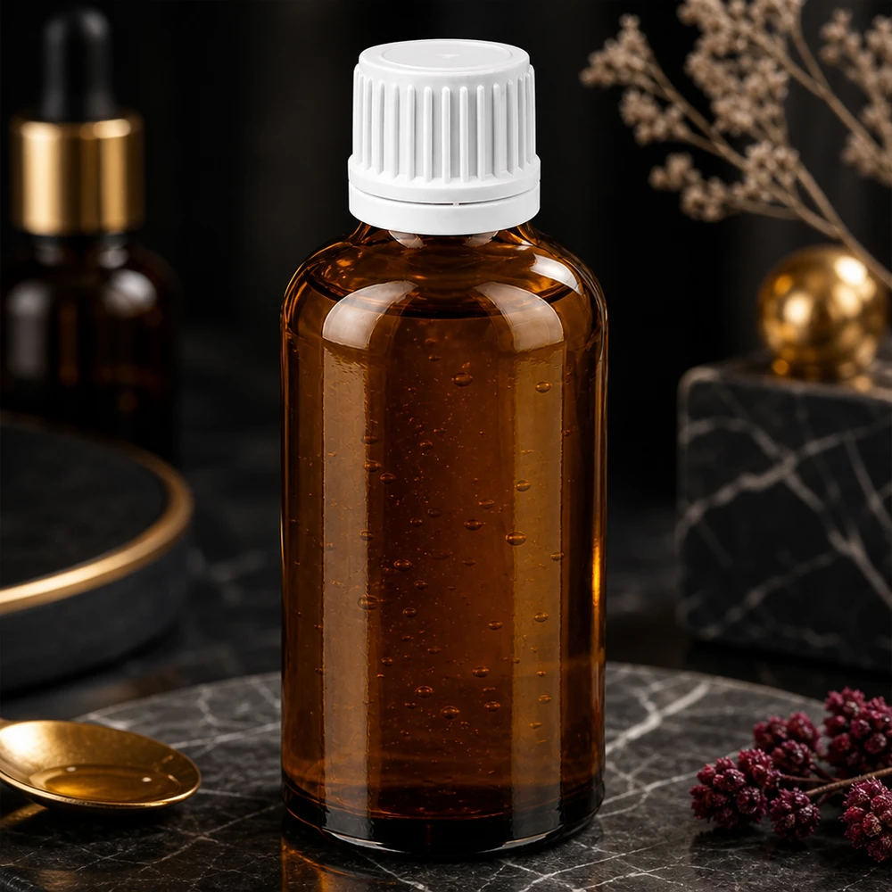 50ml láhev 11mm šroubovací uzávěr bílý tamper evidentní uzávěr BrownLine UT18/50 Robuste 50ml Medikamentenflasche mit weissem UT18 Verschluss für sichere Aufbewahrung