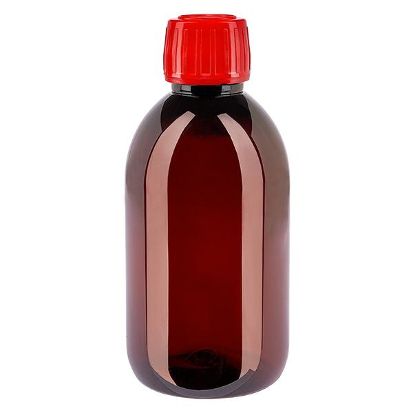 PET láhev 250ml s červeným uzávěrem, který se nedá otevřít. PET láhev 250ml s červeným uzávěrem, který se nedá otevřít.