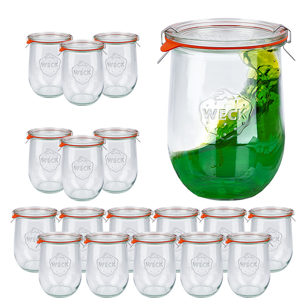Sada 18 zavařovacích sklenic Weck 1062ml tulipánové sklenice, 1 litr. Sada 18 zavařovacích sklenic Weck 1062ml tulipánové sklenice, 1 litr.