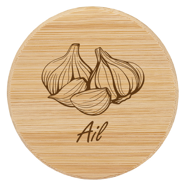 Couvercle en bois &quot;Ail&quot; pro WECK RR60