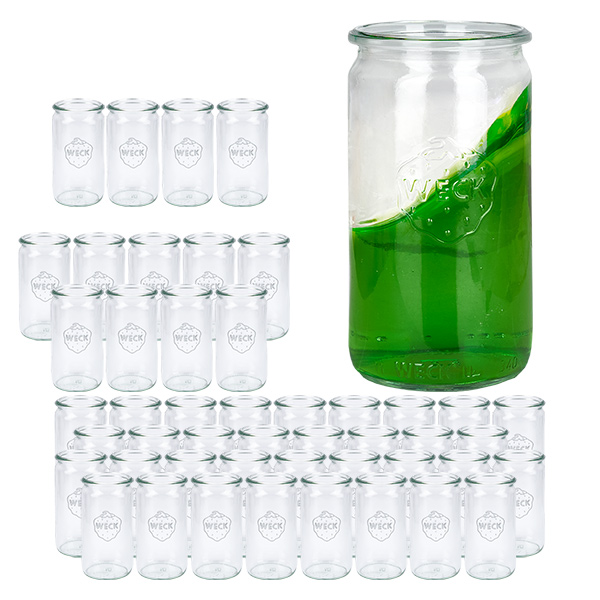 Sada 48 zavařovacích sklenic Weck 340ml válcových sklenic se skleněným víčkem.