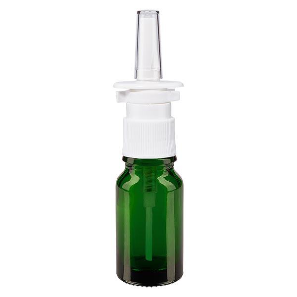 Lékárenská lahvička zelená 10ml nosní sprej bílá standard. Lékárenská lahvička zelená 10ml nosní sprej bílá standard.